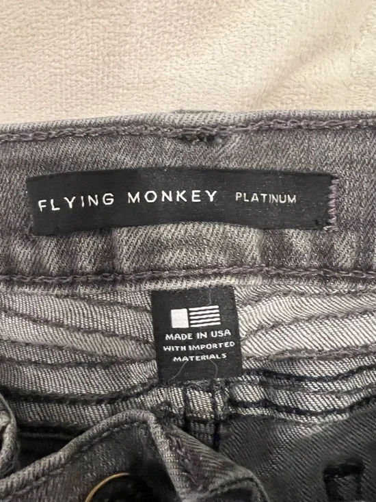 Flying Monkey Low Rise Moto Skinny Denim Jean | Gray | Size 28 | Like New - Picture 12 of 12